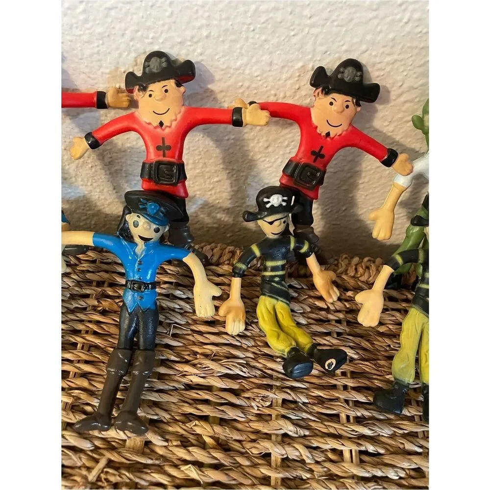 Art Creativity Rubber Bendable Pirates &  Police Officer lot of 12